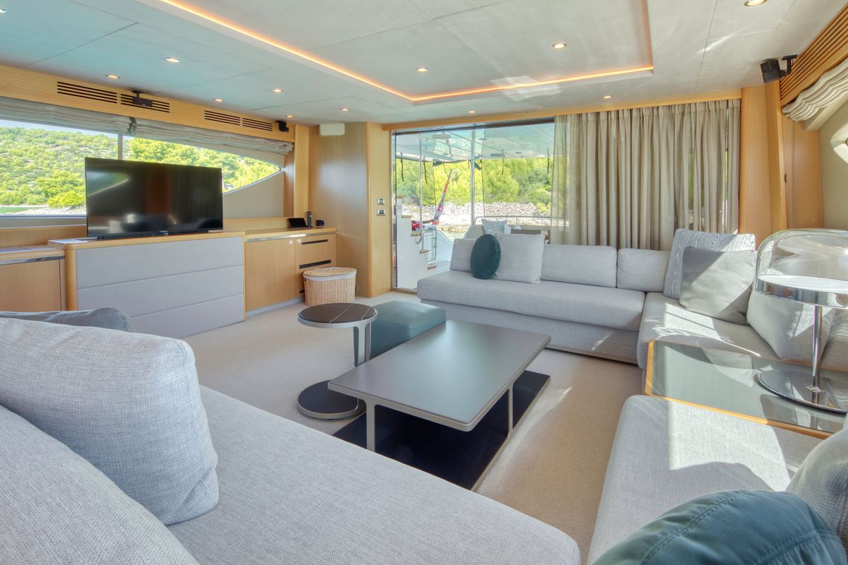 Salon of Insieme, a Princess Yachts Princess 85 yacht at Grad Trogir, Croatia