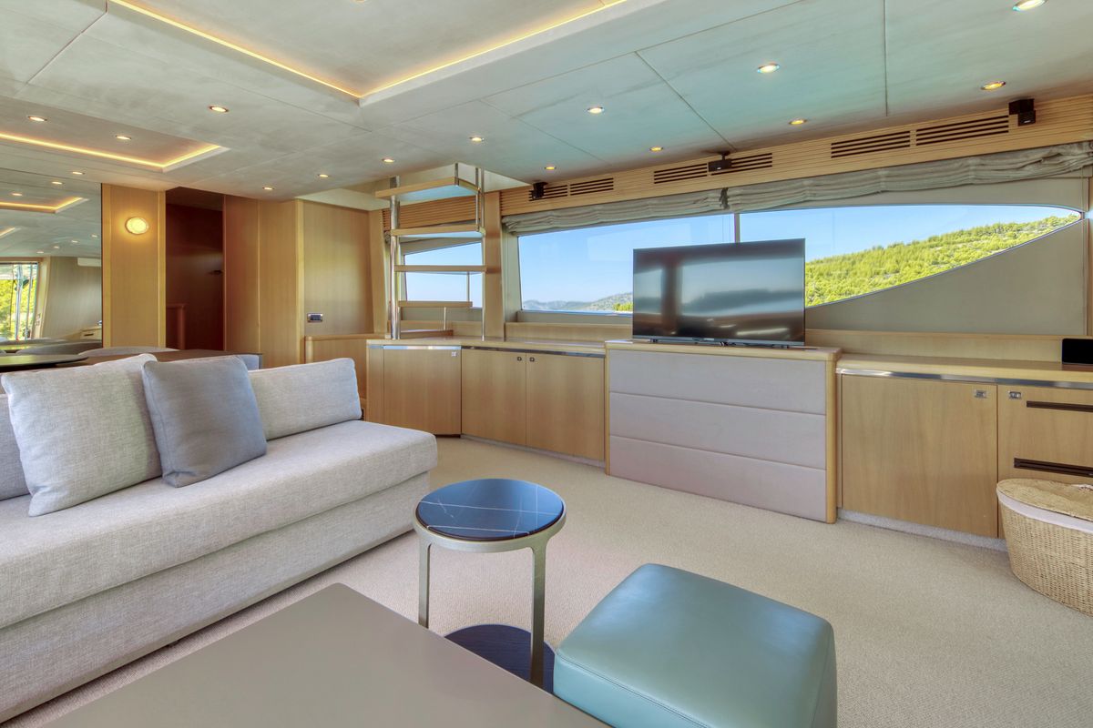 Salon of Insieme, a Princess Yachts Princess 85 yacht at Grad Trogir, Croatia