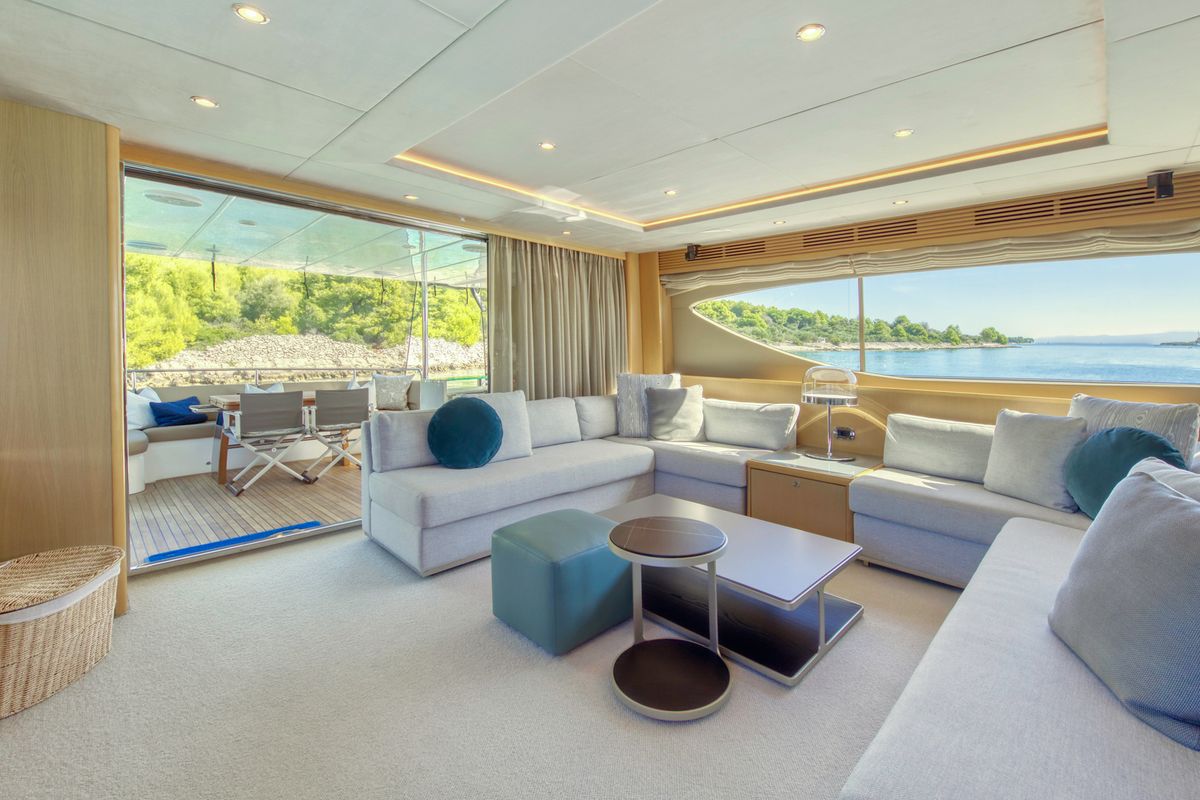 Salon of Insieme, a Princess Yachts Princess 85 yacht at Grad Trogir, Croatia