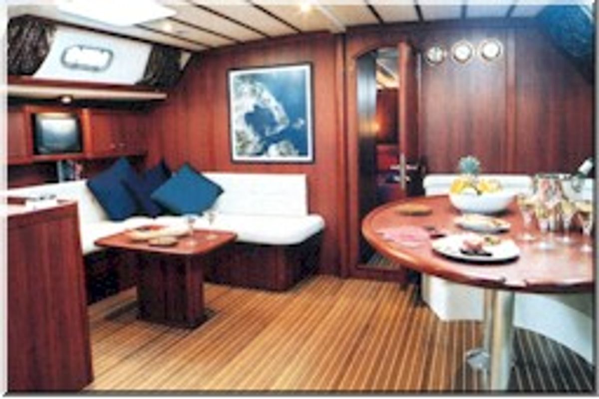 Salon of OSY VI, a Ocean Star 56.1 sailboat at Athens, Greece