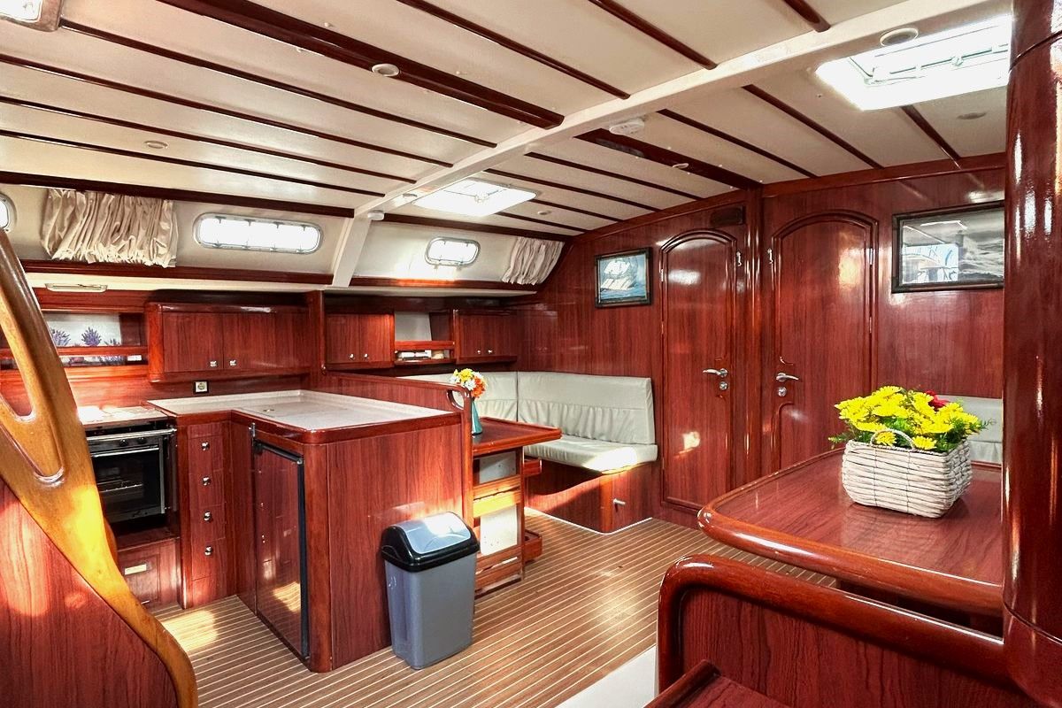 Galley of OSY VI, a Ocean Star 56.1 sailboat at Athens, Greece