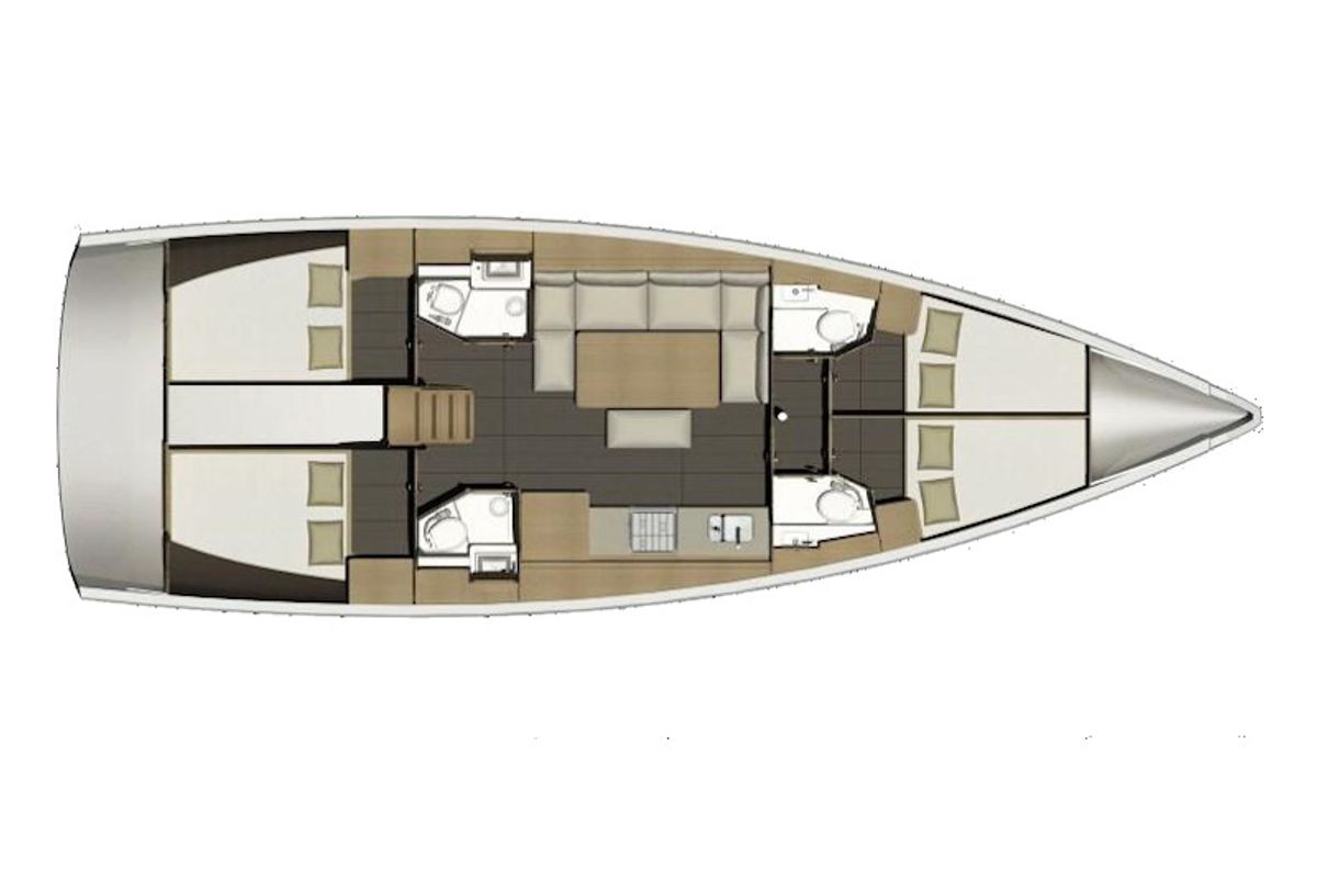 Floor plan of Gerry, a Dufour 460 Grand Large sailboat at Kalkara, Malta