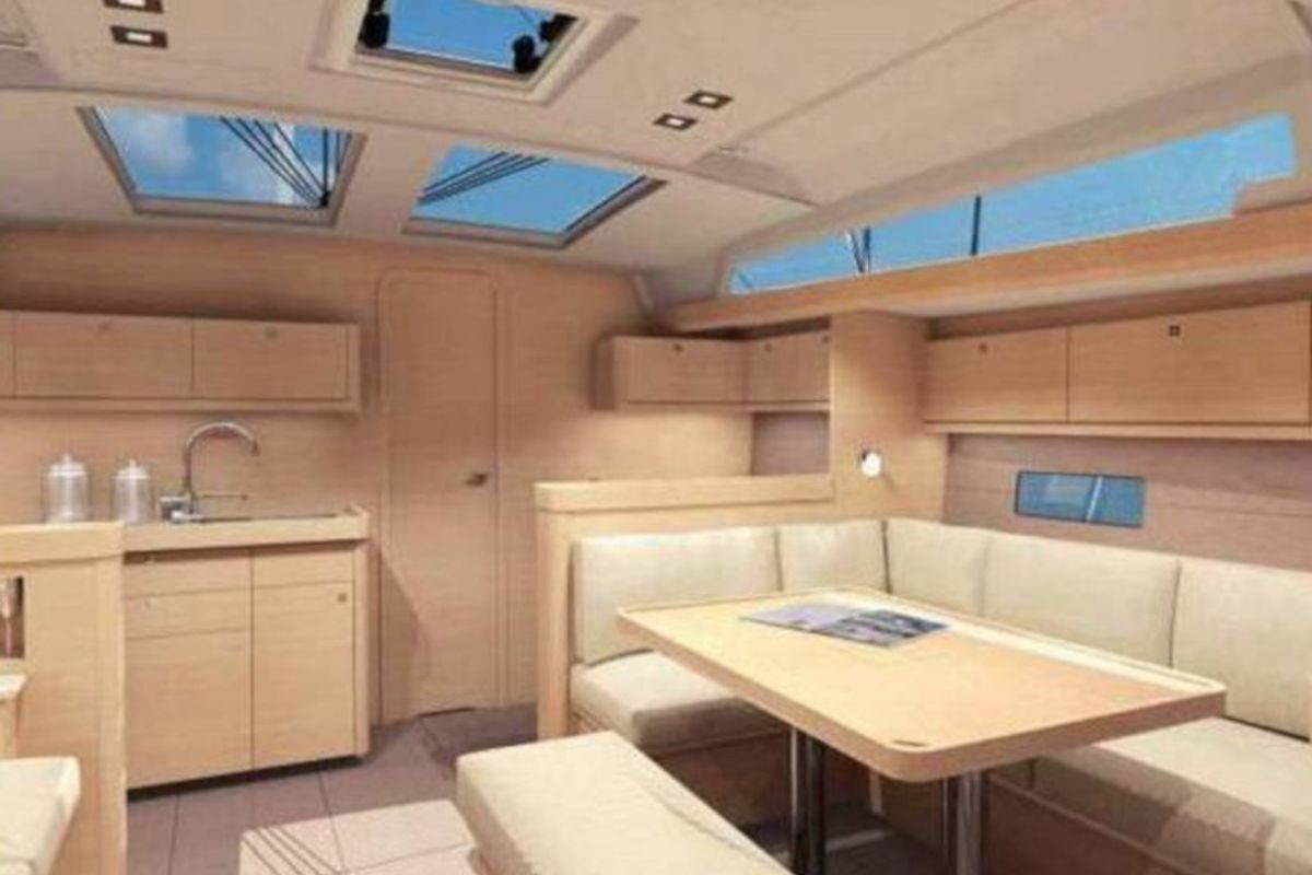 Salon of Gerry, a Dufour 460 Grand Large sailboat at Kalkara, Malta