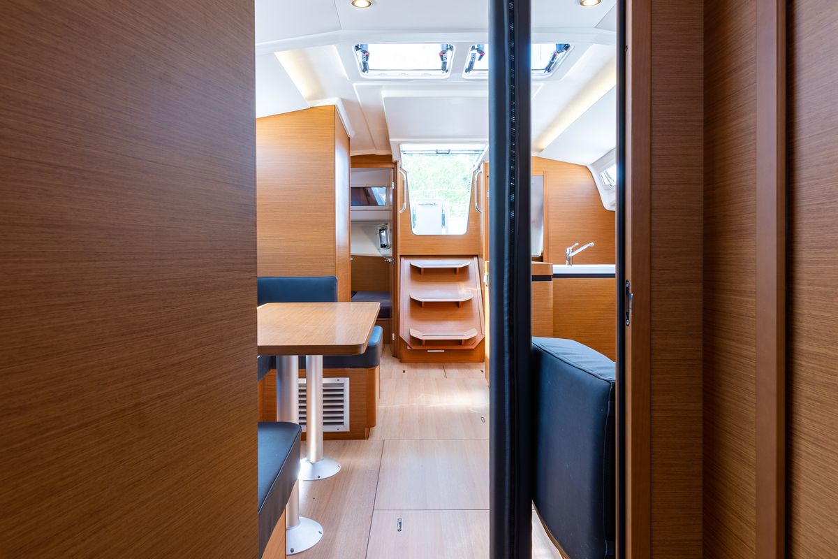 Salon of Martha, a Jeanneau Sun Odyssey 410 sailboat at Municipal Unit of Lefkada, Greece