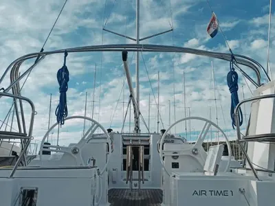 Cockpit of AirTime 1, a Elan Impression 40.1 sailboat at Punat, Croatia