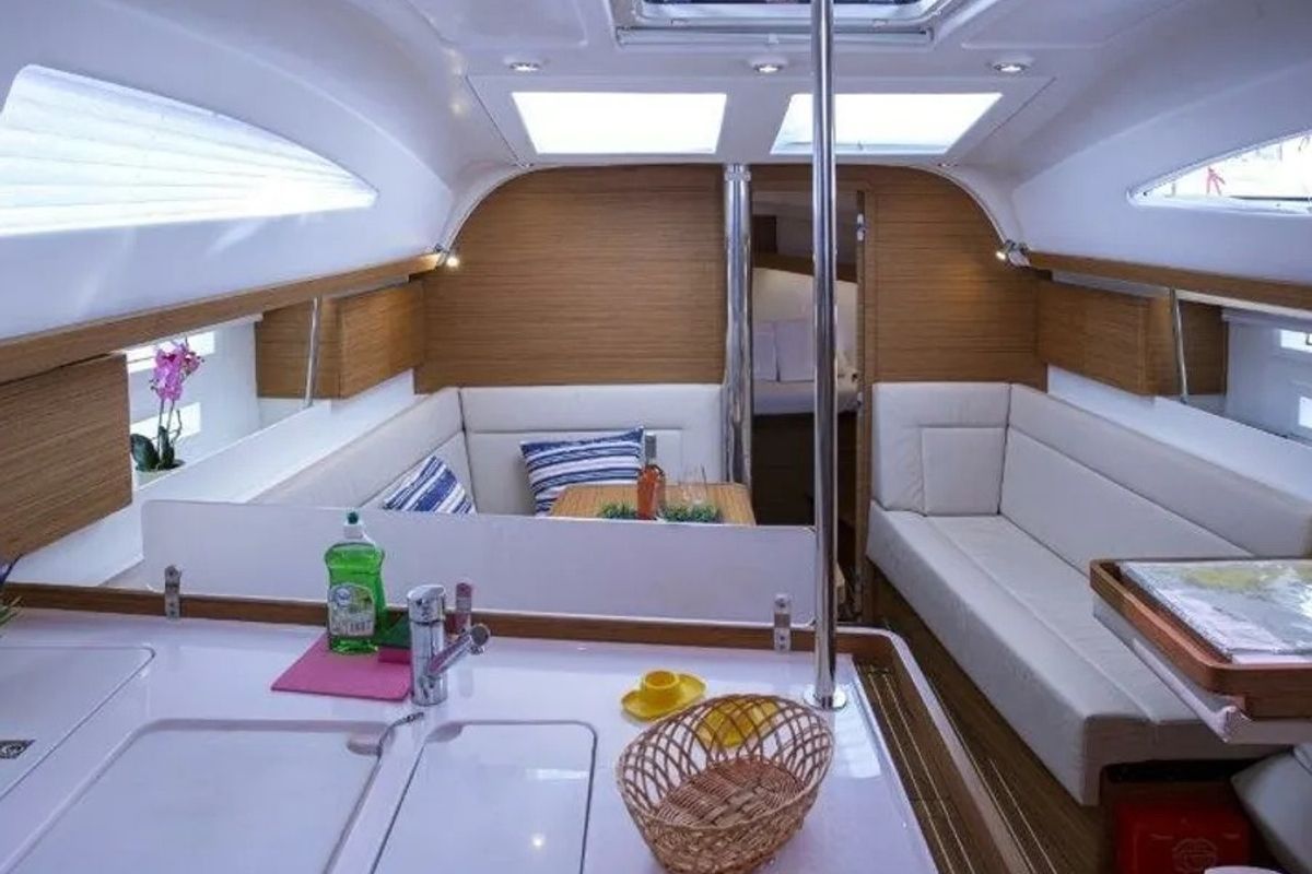 Galley of Google, a Elan Impression 40 sailboat at Grad Trogir, Croatia