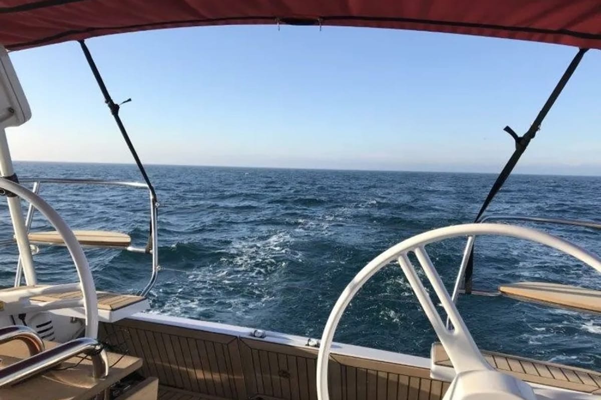 Cockpit of Google, a Elan Impression 40 sailboat at Grad Trogir, Croatia