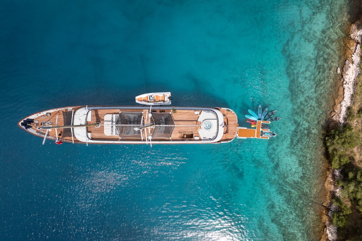 Exterior view of Anima Maris, a Gulet Luxury Sailing Yacht sailboat at Split, Croatia