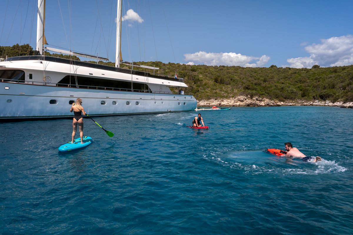 Exterior view of Anima Maris, a Gulet Luxury Sailing Yacht sailboat at Split, Croatia