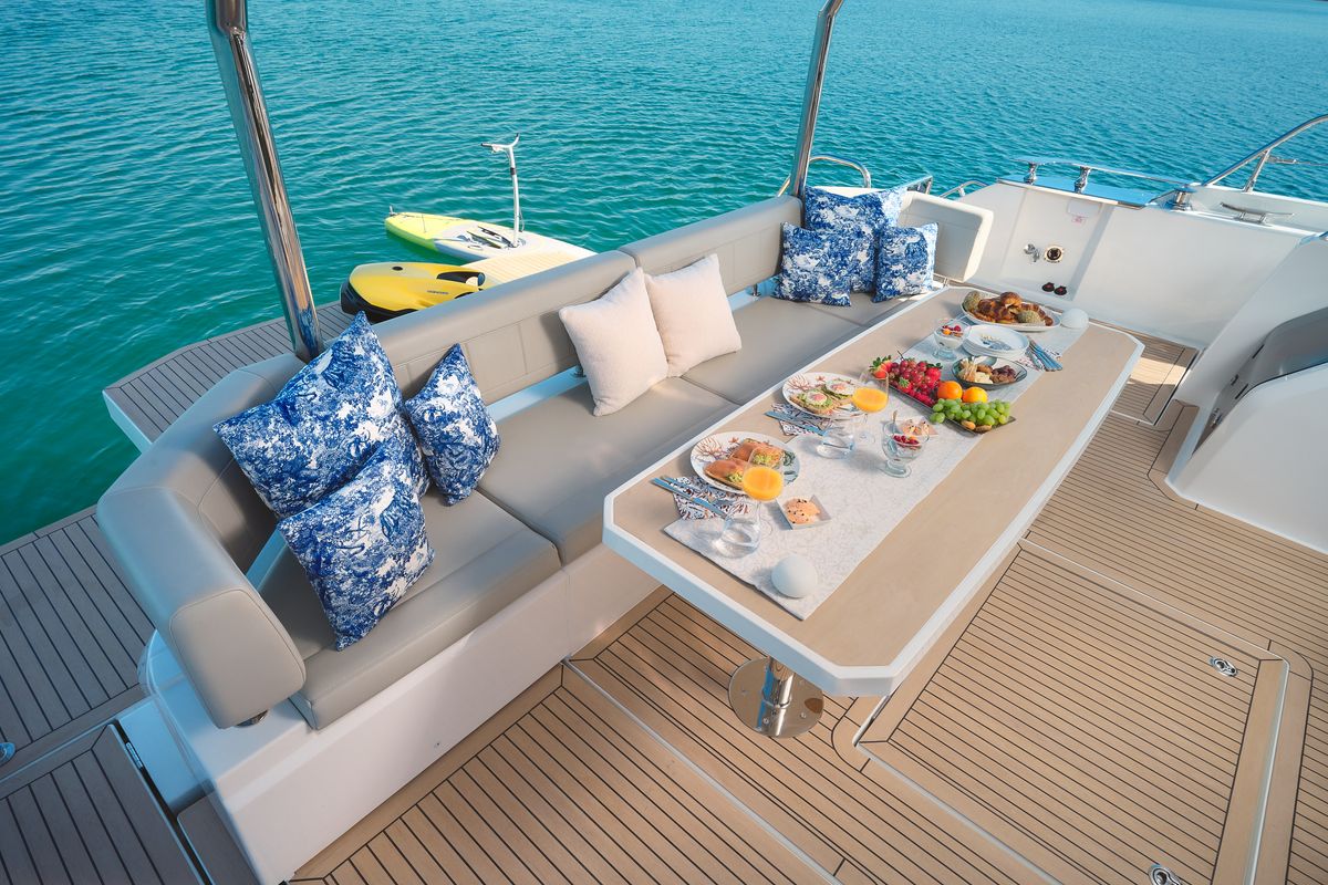 Deck of By My Side, a Aquila Yachts Aquila 54 Yacht catamaran at Grad Šibenik, Croatia