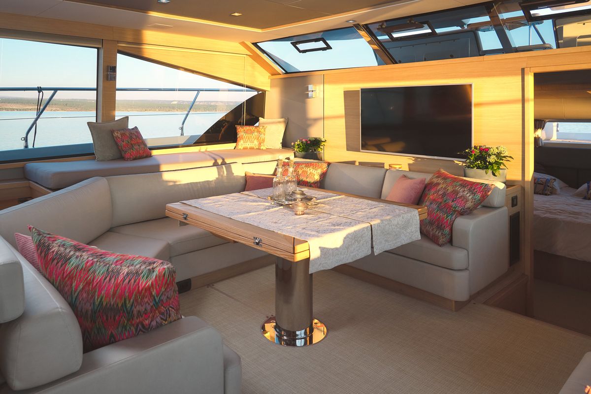 Salon of By My Side, a Aquila Yachts Aquila 54 Yacht catamaran at Grad Šibenik, Croatia