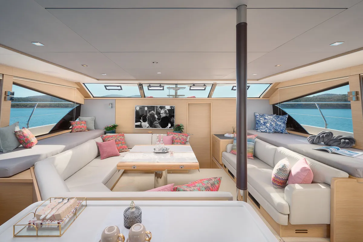Salon of By My Side, a Aquila Yachts Aquila 54 Yacht catamaran at Grad Šibenik, Croatia