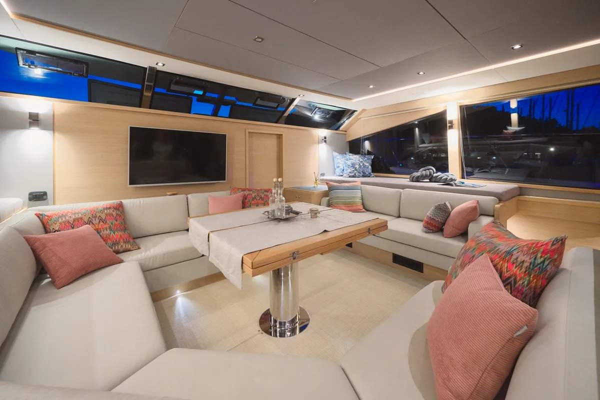 Salon of By My Side, a Aquila Yachts Aquila 54 Yacht catamaran at Grad Šibenik, Croatia