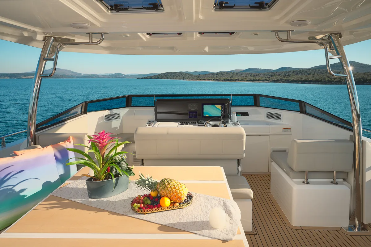 Cockpit of By My Side, a Aquila Yachts Aquila 54 Yacht catamaran at Grad Šibenik, Croatia