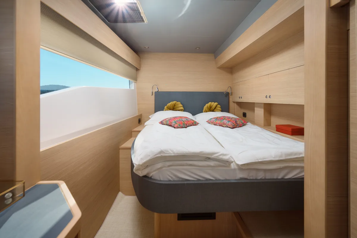 Cabin on By My Side, a Aquila Yachts Aquila 54 Yacht catamaran at Grad Šibenik, Croatia