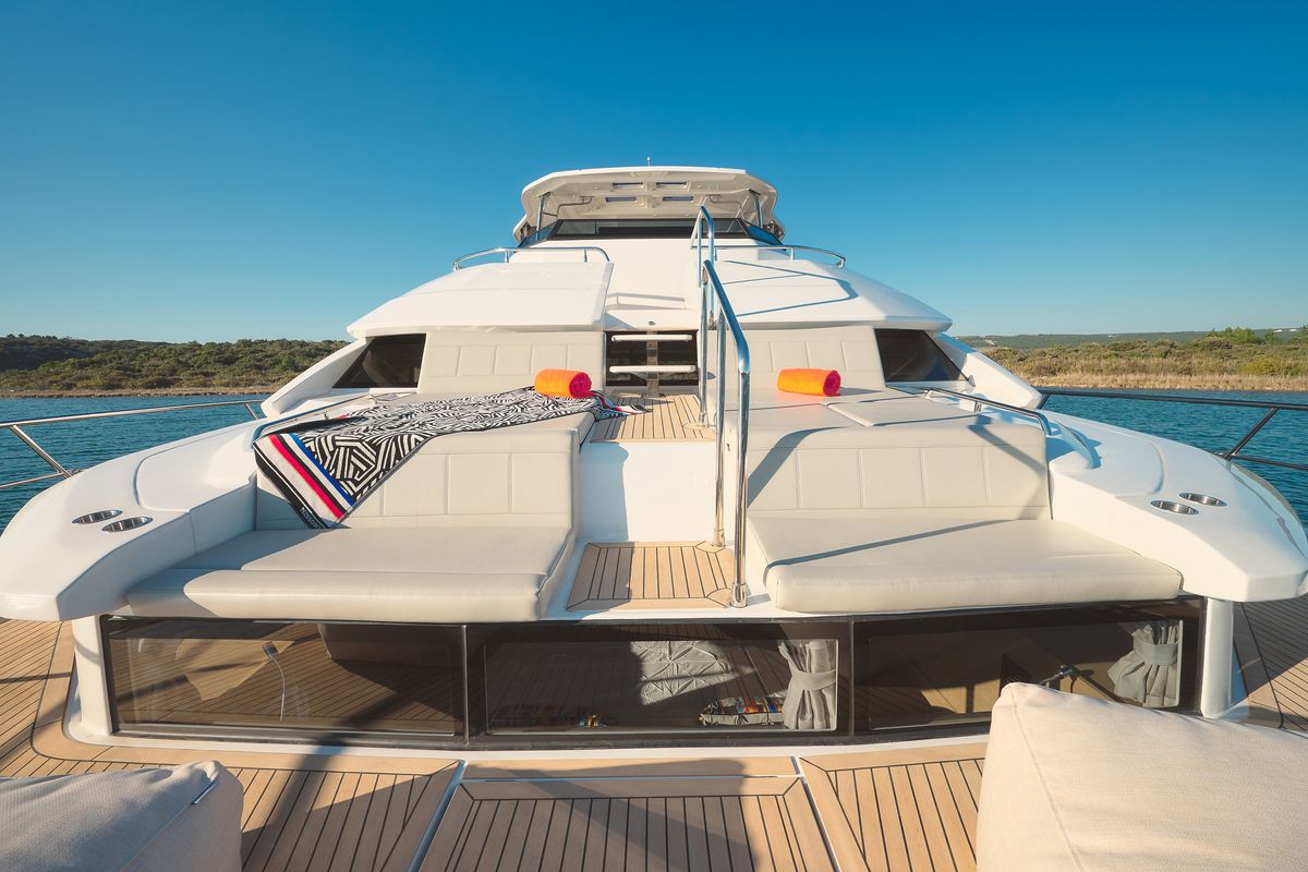 Deck of By My Side, a Aquila Yachts Aquila 54 Yacht catamaran at Grad Šibenik, Croatia