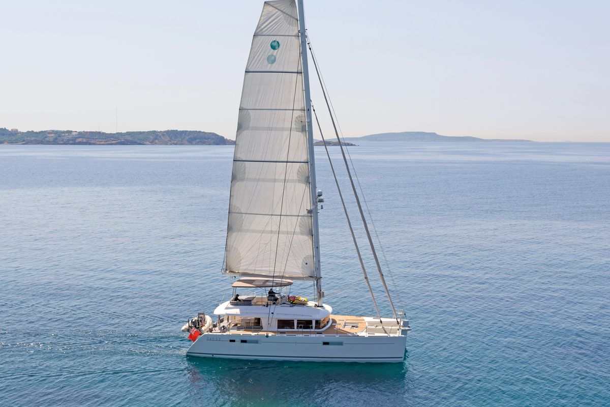 Exterior view of Cool Breeze, a Lagoon 560 catamaran at Općina Marina, Croatia