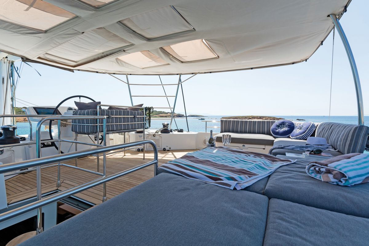 Deck of Cool Breeze, a Lagoon 560 catamaran at Općina Marina, Croatia