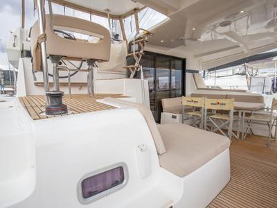 Deck of Emozione - Standard Line, a Lagoon 42 catamaran at Salerno, Italy