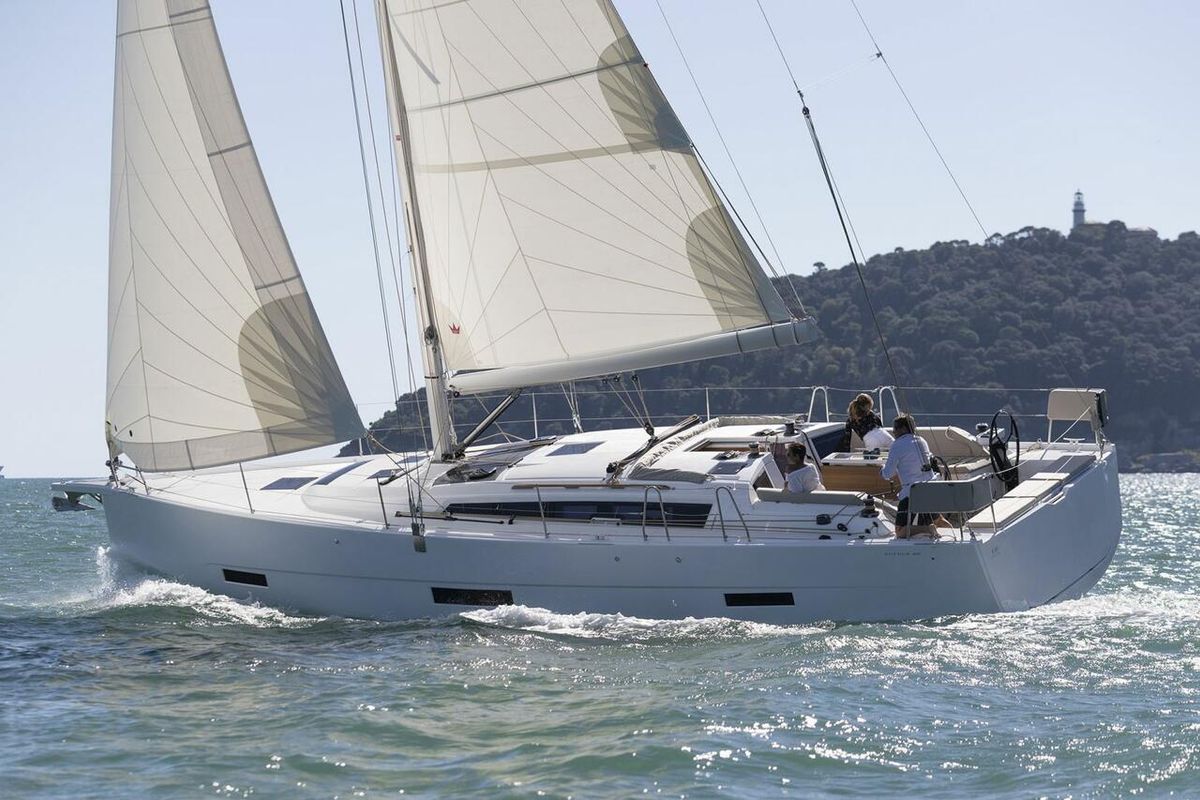 Exterior view of Whisky, a Dufour 430 sailboat at Grad Pula, Croatia
