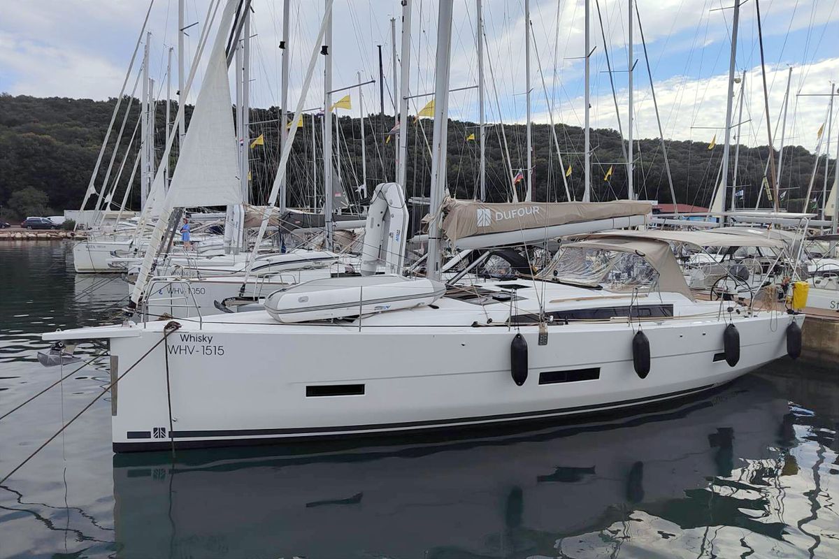 Exterior view of Whisky, a Dufour 430 sailboat at Grad Pula, Croatia