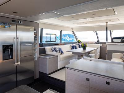 Galley of Emy 6, a Fountaine Pajot MY6 catamaran at Municipal Unit of Apollonioi, Greece