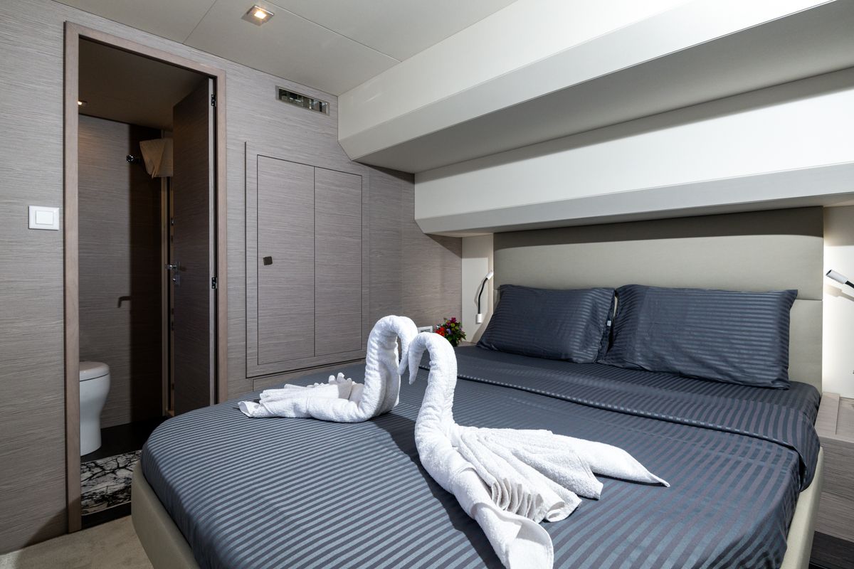 Cabin on Emy 6, a Fountaine Pajot MY6 catamaran at Municipal Unit of Apollonioi, Greece