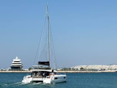 Salty, a Lagoon 43 catamaran at Marina Delta Kallithea, Greece