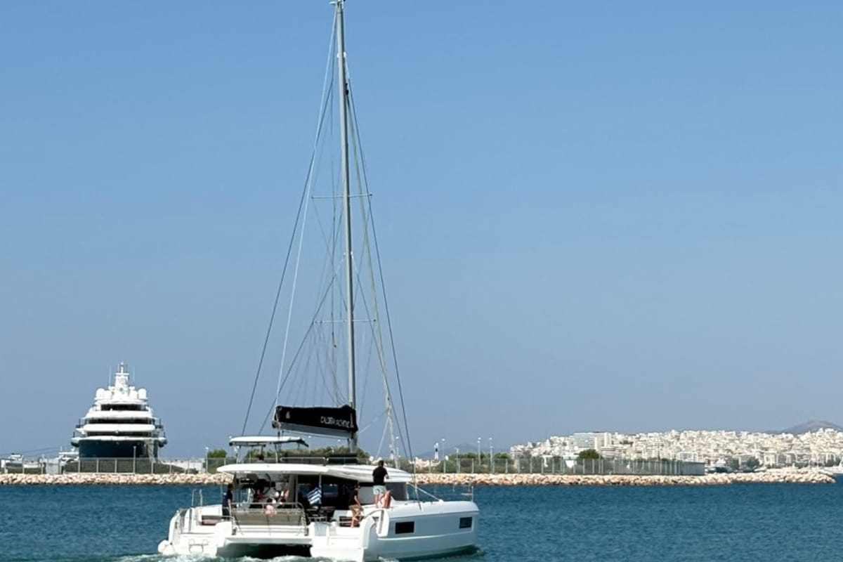 Salty, a Lagoon 43 catamaran at Marina Delta Kallithea, Greece