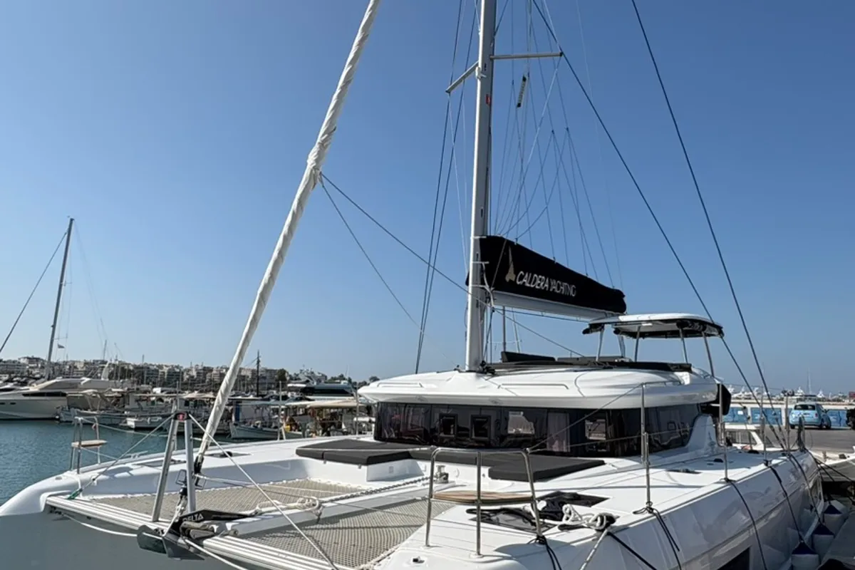 Salty, a Lagoon 43 catamaran at Marina Delta Kallithea, Greece