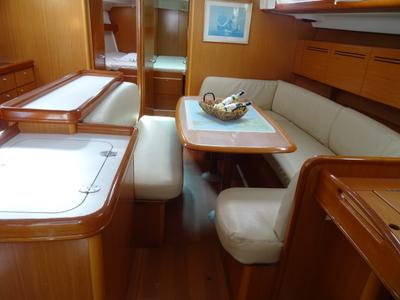 Salon of Galaxy, a Beneteau Cyclades 50.5 sailboat at Athens, Greece