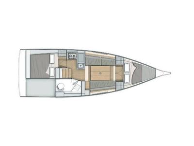 Floor plan of No name, a Beneteau Oceanis 30.1 sailboat at Port Navalo, France