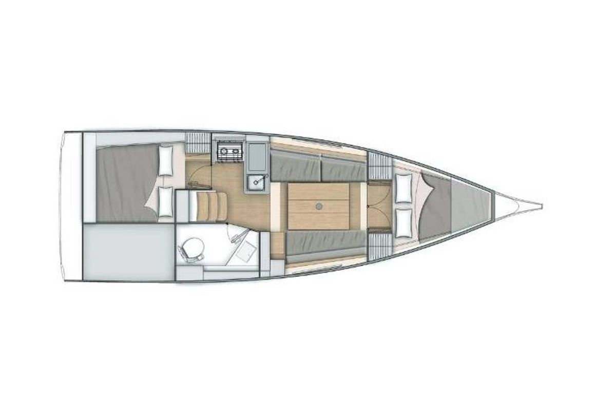 Floor plan of No name, a Beneteau Oceanis 30.1 sailboat at Port Navalo, France