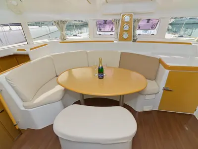 Salon of Shona, a Lagoon 380 catamaran at Betina, Croatia
