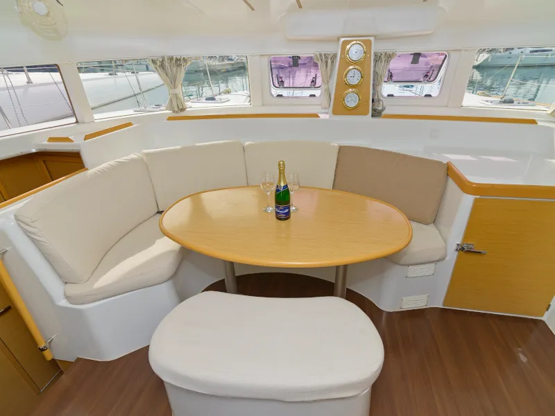 Salon of Shona, a Lagoon 380 catamaran at Betina, Croatia