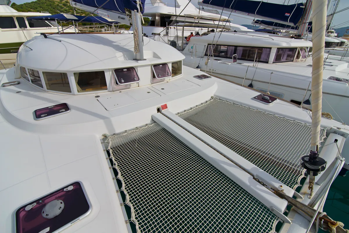 Deck of Shona, a Lagoon 380 catamaran at Betina, Croatia