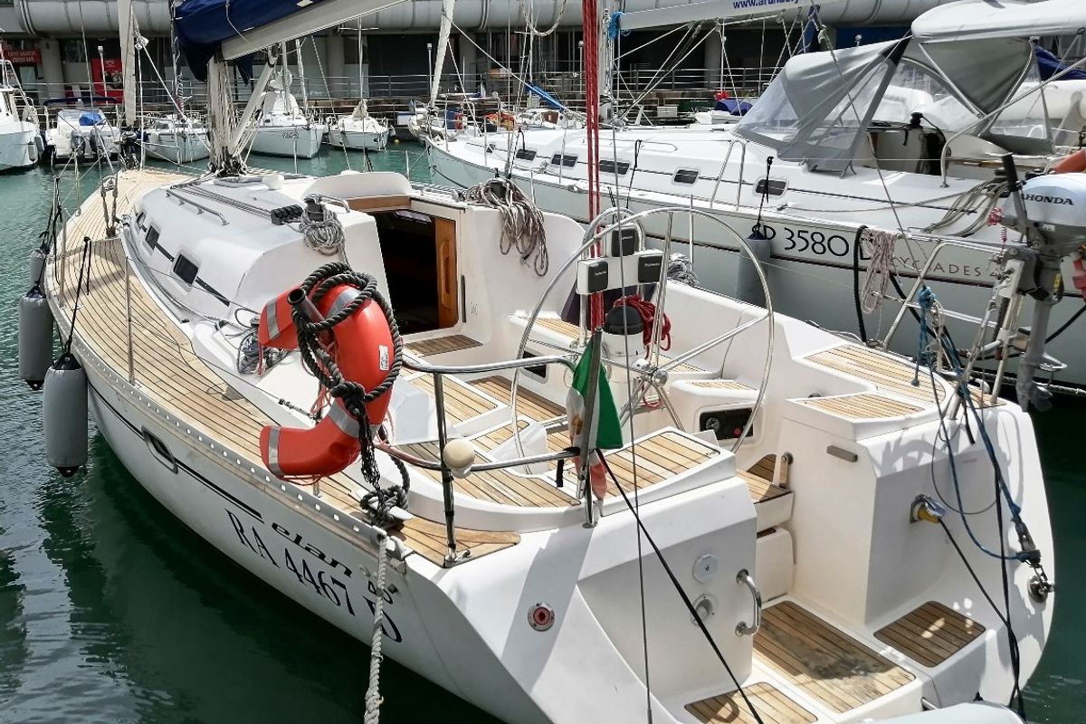 Exterior view of Peter Pan, a Elan 40 sailboat at Genoa, Italy
