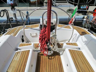 Cockpit of Peter Pan, a Elan 40 sailboat at Genoa, Italy