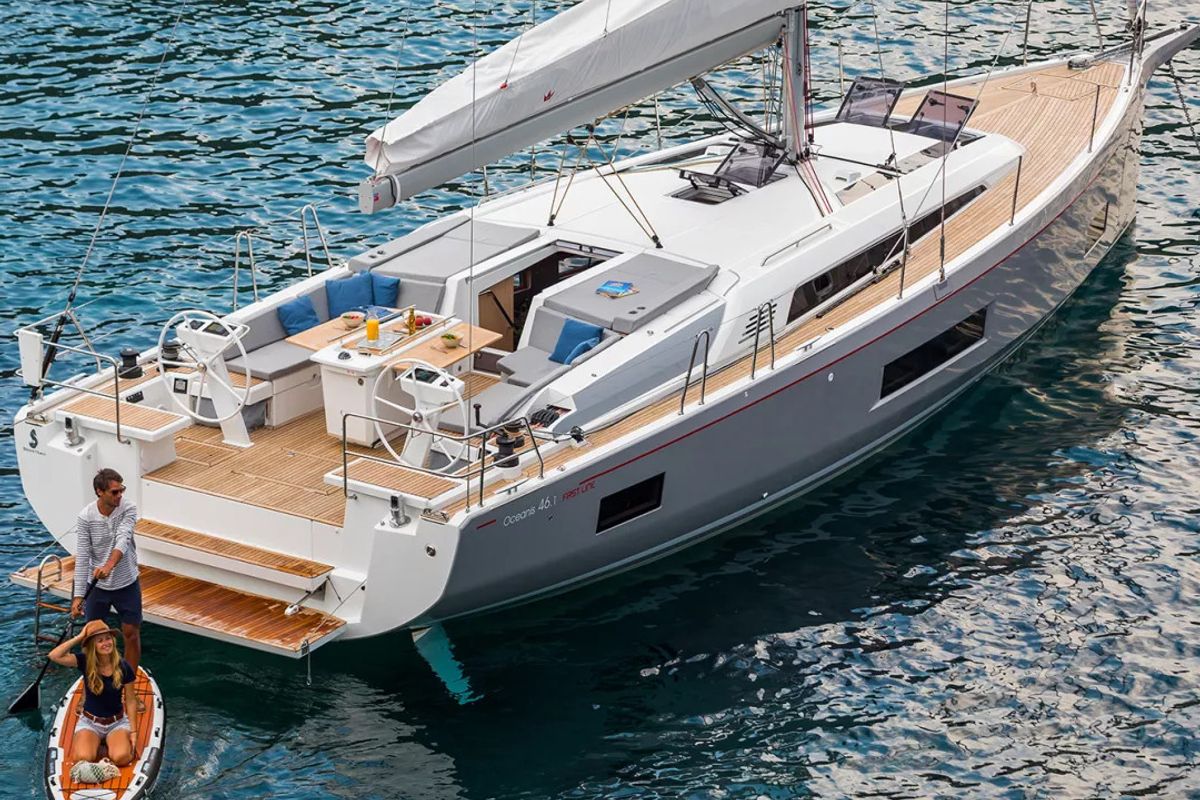 Exterior view of BRISNIK, a Beneteau Oceanis 46.1 sailboat at Split, Croatia