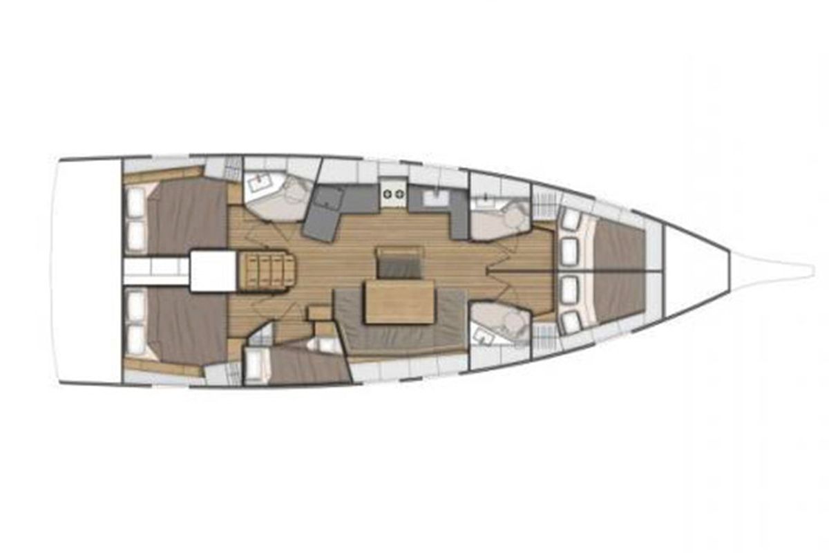 Floor plan of BRISNIK, a Beneteau Oceanis 46.1 sailboat at Split, Croatia