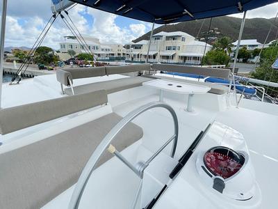 Cockpit of Bali Cat, a Bali 4.8 catamaran at Road Town, British Virgin Islands