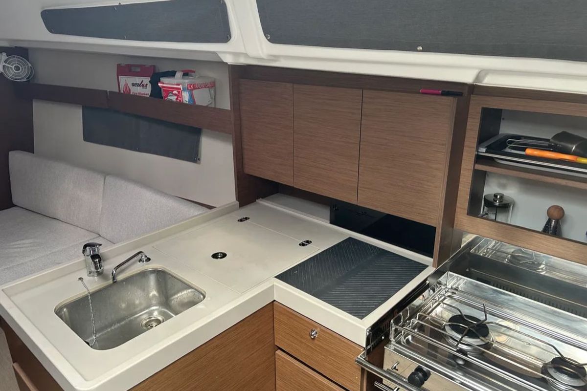 Galley of Sail Lynx, a Beneteau Oceanis 34.1 sailboat at Fethiye, Turkey