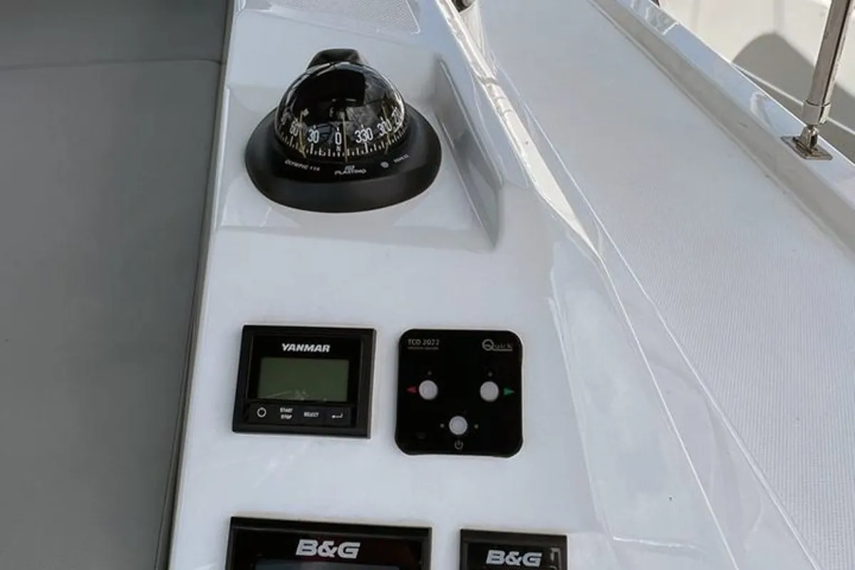 Cockpit of Gala, a Bavaria C42 sailboat at Punat, Croatia