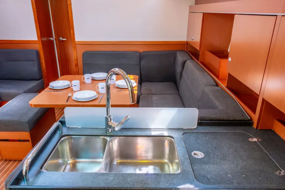 Galley of Taurus, a Hanse Yachts Hanse 445 sailboat at Fethiye, Turkey