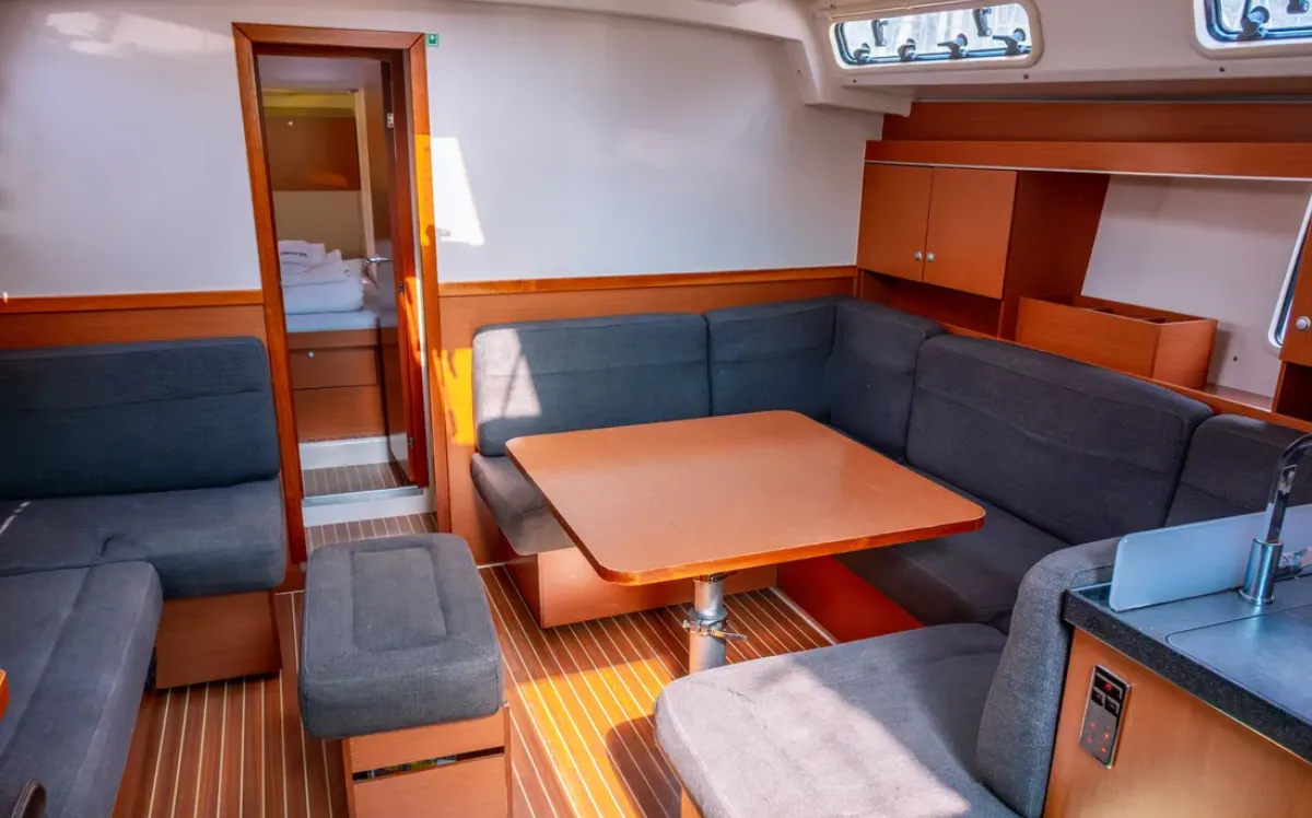 Salon of Taurus, a Hanse Yachts Hanse 445 sailboat at Fethiye, Turkey