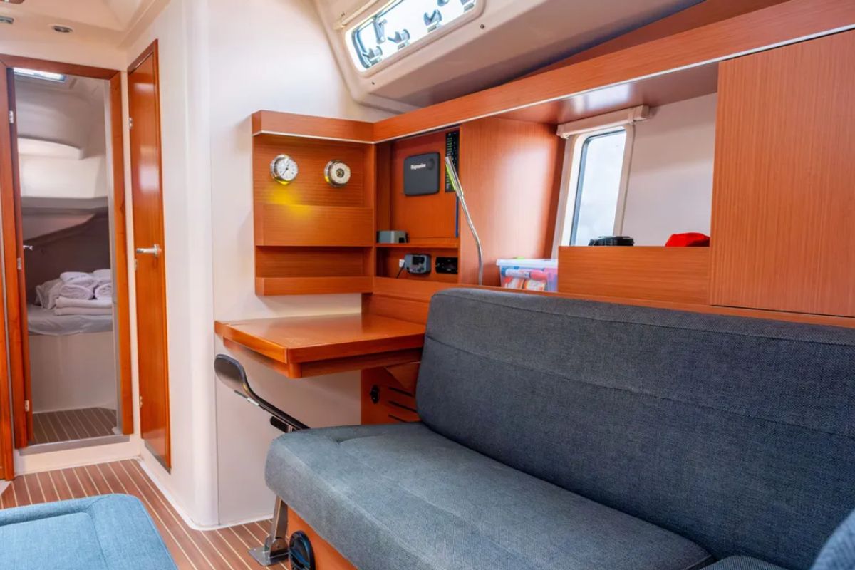 Salon of Taurus, a Hanse Yachts Hanse 445 sailboat at Fethiye, Turkey