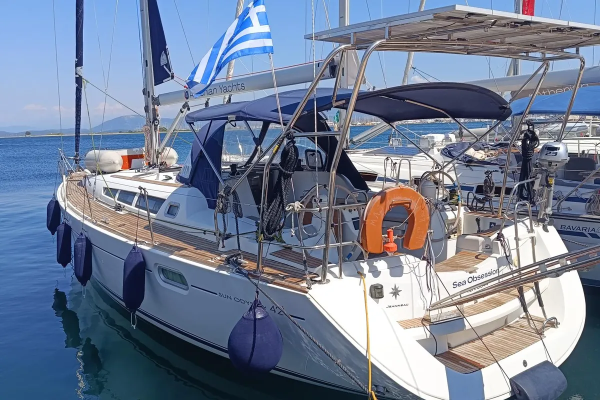 Sea Obsession, a Jeanneau Sun Odyssey 42i sailboat at Municipal Unit of Ellomenos, Greece