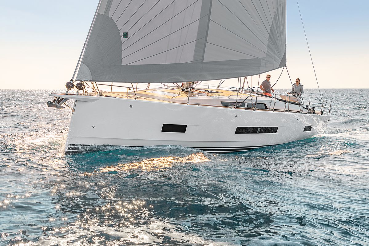 Exterior view of Sailaway, a Hanse Yachts Hanse 460 sailboat at Grad Šibenik, Croatia