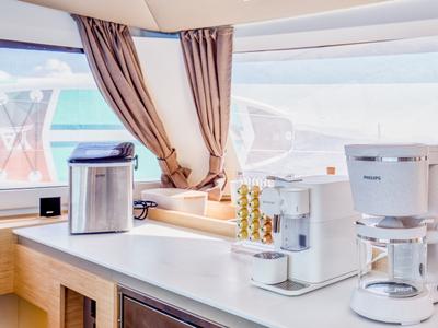 Galley of Dione II, a Fountaine Pajot Aura 51 catamaran at Municipal Unit of Lefkada, Greece