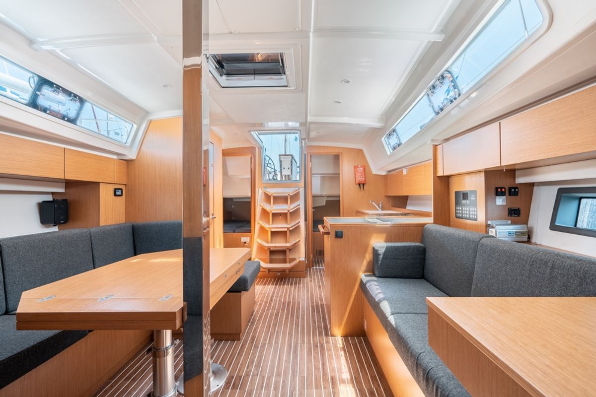 Salon of Avra, a Bavaria C42 sailboat at Municipal Unit of Rhodes, Greece